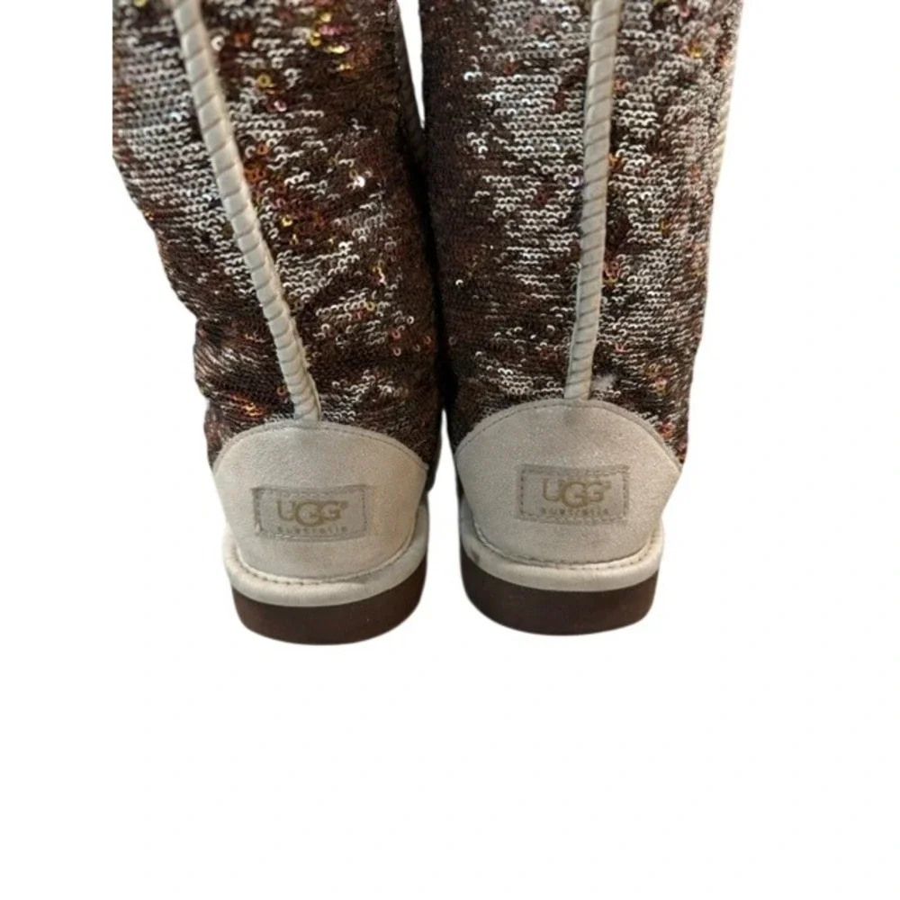 UGG Australia Classic Short Sparkle Sequin Boots Bronze Silver Women's 9